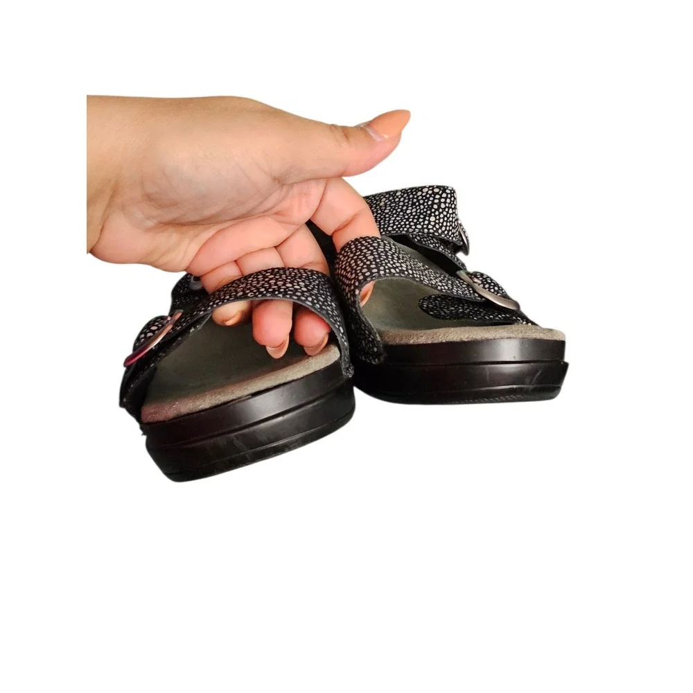 Dansko Sophie Wedge Black Dot Leather Slip On Sandals Size 39 US 8.5-9 - Picture 6 of 11